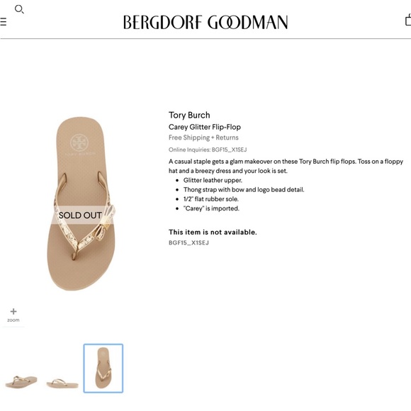 TORY BURCH GOLD GLITTER / METALLIC LEATHER DRESSY FLIP FLOP WITH ACCENT BOW LOGO - Picture 2 of 15